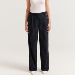 Escada Striped Straight leg pants black white